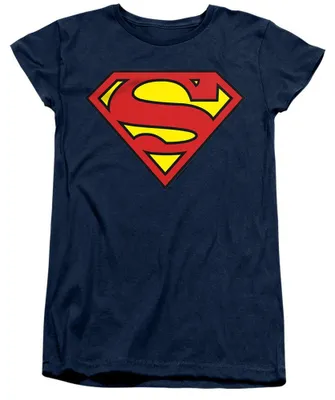 Productafbeelding van Superman - Dames T-shirt, aansluitend model, TV40955 (maat L) (marineblauw)