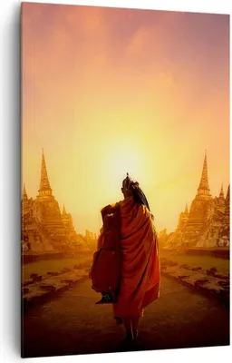 Produktbild von Bild auf Leinwand - Leinwandbild - Einteilig - Tempel Mönch - 80x120cm - Wand Bild - Wanddeko - Wandbilder - Leinwanddruck - Kunstdruck - Wanddekoration - Leinwand bilder - Wandbild - PA80x120-3472