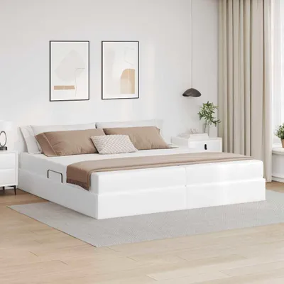 Immagine prodotto di Maison Exclusive - Letto contenitore con materasso, con spazio contenitore per 2 persone. Colore: bianco, materiale: ecopelle