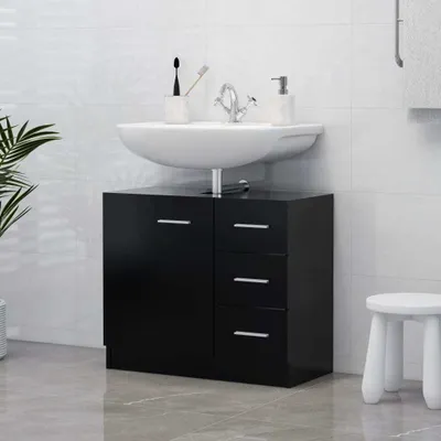 Produktbild von vidaXL Vanity Unit Black 63x30x54 cm Drevo Materiál
