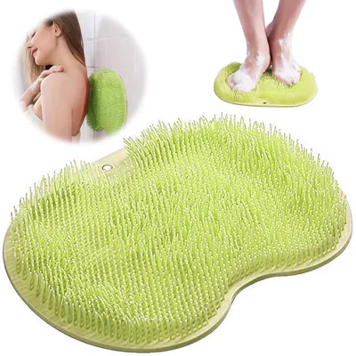Image de Tapis de massage en silicone pour le dos, brosse de douche, couleur verte, antidérapant