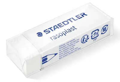 Image de Gomme STAEDTLER® rasoplast, pour crayons/crayons de couleur sur papier, gomme PVC, , sans latex, 65 x 13 x 23 mm, gomme blanche, banderole blanche