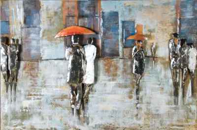 Image de Gilde GILDE Gallery, Bild, rechteckig, "Rainy Day", Regenschirmmotiv, Metall, grau, VE 1, B. 120 cm, H. 80 cm 38499 4009079384994