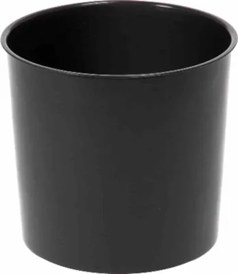A black cylindrical planter insert is shown against a white background.