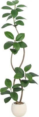 Productafbeelding van Kunstrubberboom 180 cm - Realistische Ficus Lyrata kunstplant, tropische kamerplant voor woonkamer en kantoor