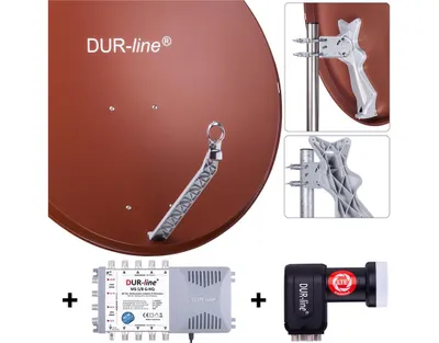 Produktbild von DUR-line Select 85/90cm Komplettanlage rot 1xSAT/8TN
