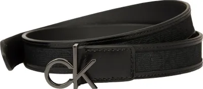 Zdjęcie produktu dla Pasek damski CK CALVIN KLEIN wykonany ze skóry i tkaniny, z logo i klamrą CK, numer produktu ZM0ZM02231, szerokość 90 cm + klamra 3 cm – całkowita długość 107 cm, 100% skóra