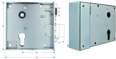 Image de Serrure en applique cylindre 120mm droite tirant 0308PZW/80 - BEVER - 88PRE