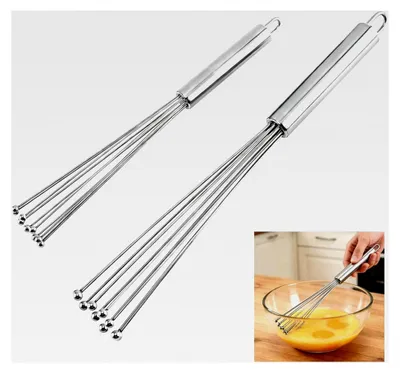 Produktbild von 2 Stück Edelstahl Schneebesen-Set zum Mischen, Kochen und Rühren
