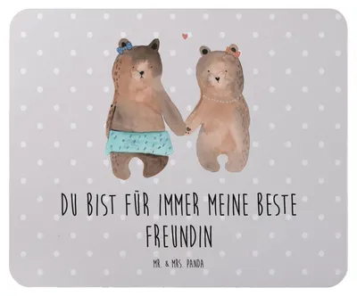 Produktbild von Mr. & Mrs. Panda Mauspad Bär Freundin - Grau Pastell - Geschenk, laptop, Beste Freund Liebe Liebesbeweis Verliebt Kumpel Kumpeliene, mousepad, Mouse Pad, Teddy
