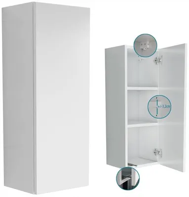 Zdjęcie produktu dla wisząca szafka łazienkowa 30 biały mat do łazienki 30x80 x 25cm