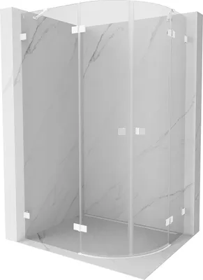 Produktbild von Mexen Lunar halbrunde Duschkabine, links, klappbar, 90 x 70 cm, transparent, weiß - 833-090L-070P-20-00
