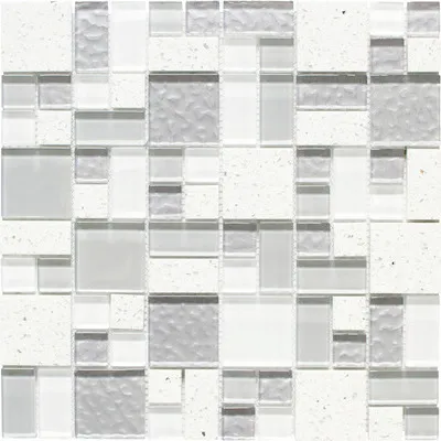Produktbild von Glasmosaik XCM K990 mix weiß/grau 29,8x29,8 cm