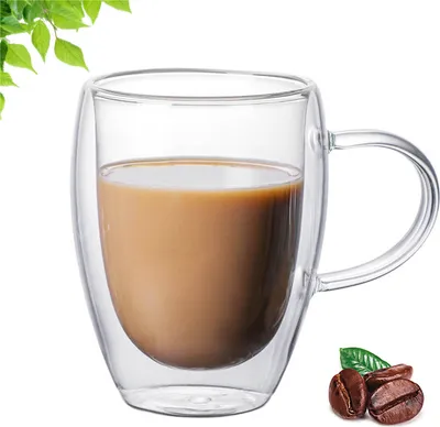 Zdjęcie produktu dla Szklanka z Podwójnym Dnem Ścianką do Kawy Herbaty Kubek do Napojów 350ml