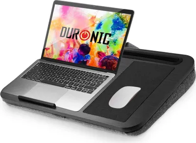 Produktbild von Duronic DML422 Laptopständer | Ergonomischer Laptop Tisch mit Kissen | Laptop Halterung mit Schaumstoffkissenstütze |Große Plattform mit integriertem Griff | Ideal für Bett, Sofa, Auto