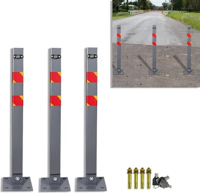 Obrázok produktu pre YARDIN 3x skladací parkovací stĺpik Parkovacia zábrana Parkovacia zábrana Skladacia parkovacia zábrana s kľúčom