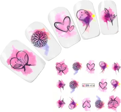 Produktbild von Tattoo Nail Art Vogel Herz Blume Nagel Sticker
