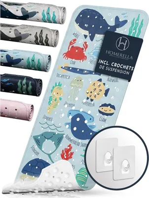 Image de Tapis de bain 100x40 cm, avec 200 ventouses, pour baignoire pour enfants, surface antidérapante