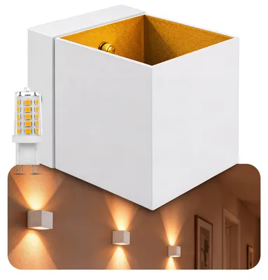 Zdjęcie produktu dla SSC-LUXon EPITA natynkowa lampa ścienna białe złoto - nowoczesna lampa schodowa wewnętrzna w górę iw dół w stylu retro z lampą LED G9 w kolorze ciepłej bieli