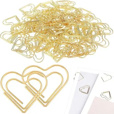 Zdjęcie produktu dla Metalowe spinacze do papieru, opakowanie 100 sztuk, 2,5 × 2,3 cm, złote