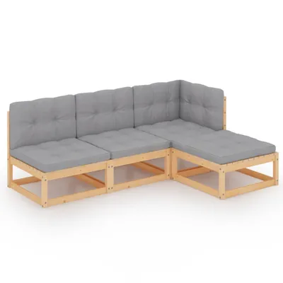 Produktbild von vidaXL 4-tlg. Garten-Lounge-Set mit Kissen Kiefer Massivholz