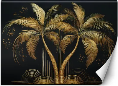 Produktbild von Vlies fototapete Abstrakte Palmen 350x245 cm Feeby Gold inkl. Kleber einfache Montage