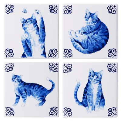 Heinen Delfts Blauw – Untersetzer Lieve Kat Set mit 4 – Bild 1