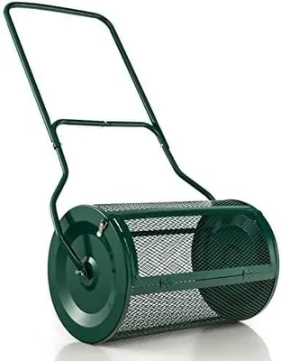 Imagen del producto de Esparcidor de compost, 80 litros. Esparcidor de turba con asa en forma de U. Esparcidor de estiércol para césped, jardín. Esparcidor de fertilizantes y plántulas para jardín