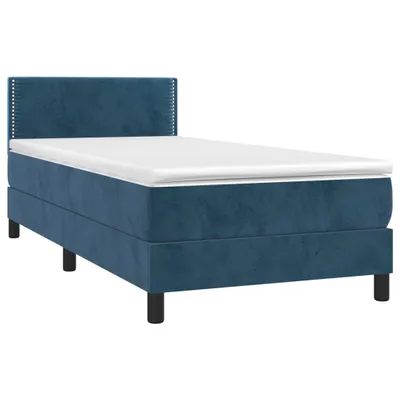 Produktbild von Boxspringbett mit Matratze Dunkelblau 100x200 cm Samt