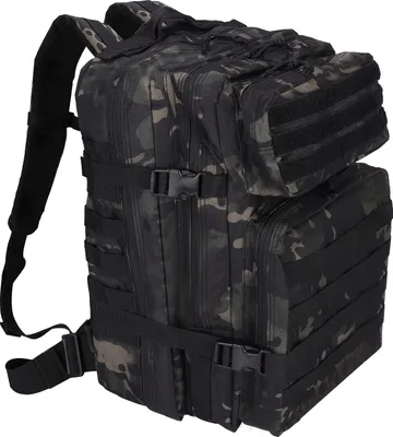 Image de Topchances 40L sac à dos de randonnée, sac à dos militaire sac à dos armée sac à dos de combat tactique pour la randonnée en plein air (camouflage noir)