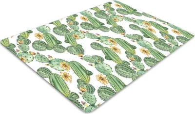 Obrázek produktu pro Podložka pod kancelářskou židli 120 cm x 90 cm Podložka pod kancelářskou židli - Kaktusy s květy