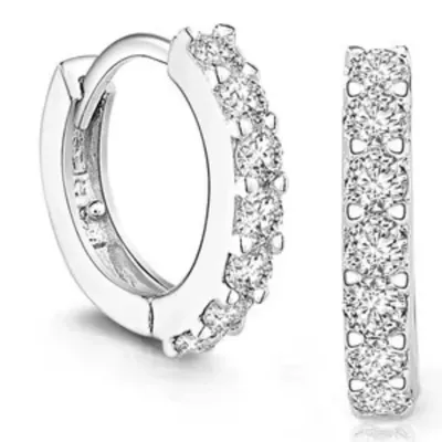 Produktbild von Ohrschmuck Damenohrringe Zirkonia Ohrcreolen Glitzerstein Sterlingsilber 925, GESCHENKIDEE inklusive Geschenkschachtel