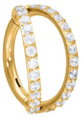 Produktbild von Wildcat Piercingringe - Double Crystal Clicker aus Chirurgenstahl 316L, Körperstelle: Ohr, Nase, Lippe, Bauchnabel, 8,0mm, Gold-Kristallklar