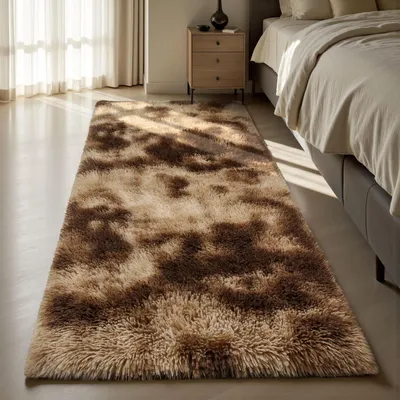 Immagine prodotto di Tappeto a pelo lungo, rettangolare, marrone, 60x120 cm