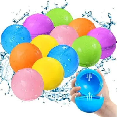 Produktbild von 12 Stück wiederverwendbare Wasserballons, Pool-Strand-Wasserspielzeug für Jungen und Mädchen, Outdoor-Sommerspielzeug für Kinder, magnetischer Wasserball für Outdoor-Aktivitäten