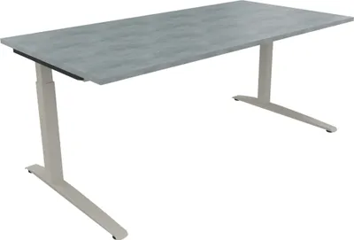 Produktbild von Schreibtisch Kufe Einzels. Quadrat B1800xT900xH650-850 si/Beton hell
