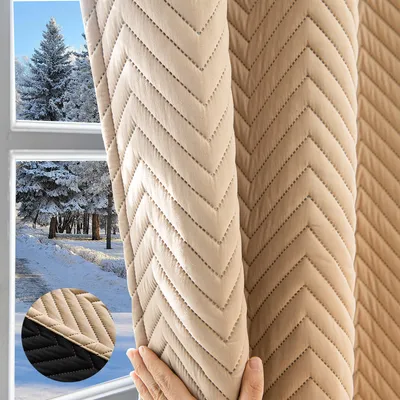 Produktbild von Thermovorhang Verdunkelung Vorhang Winddicht Kälteschutz Thermo Gesteppt Vorhänge Gardinen, Beige, 140x245cm