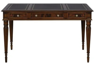 Produktbild von Casa Padrino Luxus Jugendstil Mahagoni Schreibtisch mit 3 Schubladen Dunkelbraun / Schwarz / Gold 126 x 73 x H. 75 cm - Büromöbel - Luxus Qualität