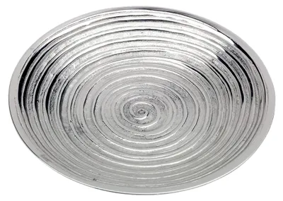 Produktbild von Kerzenteller Ø12cm aus vernickeltem Messing mit Spiralen-Design