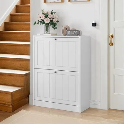 Productafbeelding van Kast met lades - Wit - 60 cm - Middeleeuwse stijl - Lades met kleppen