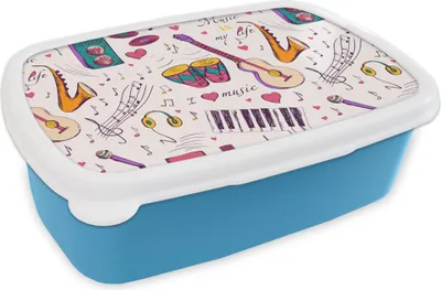 Produktbild von KitchenYeah® Lunchbox Brotzeit Brotdose 17x11 cm Musik - Instrumente - Zitate Kinder Brotzeitdose - Lunch - Kunststoff - Brotbüchse - Sandwichbox - Lunchbox für Kinder