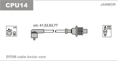 Produktbild von JANMOR CPU14 Zündkabelsatz Zündleitungssatz für FIAT DUCATO Pritsche/Fahrgestell (230) DUCATO Kasten (244) DUCATO Bus (230) für CITROËN