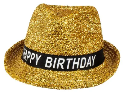 Image de Chapeau d'anniversaire Happy Birthday pour adultes or