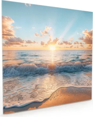 Produktbild von Küchenrückwand Spritzschutz Glas mit Motiv Strand Sonnenuntergang 40 x 40 cm