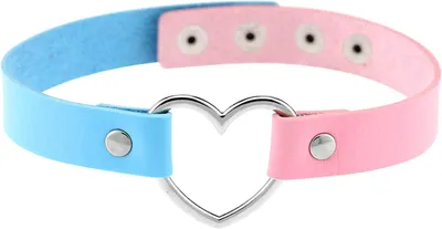 Produktbild von Choker Halskette, Herzdesign, schwarzes Leder, verstellbar, fuer Frauen