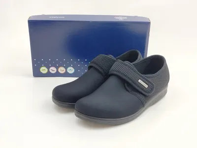 Produktbild von Fly Flot Herren Klett Hausschuh Strech schwarz, herausnehmbare Innensohle 41