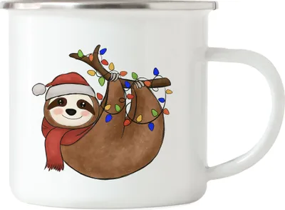 Produktbild von Weihnachts-Faultier Emaille-Tasse Geschenkidee Faultier-Fans Sloth Süßes Motiv für Weihnachten für Familie Freunde