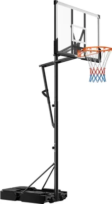 Produktbild von SucceBuy Höhenverstellbarer tragbarer Basketballständer, 1,6-3,05 m mit Lift-Design, Basketballkorb mit 1117,6 mm PC-Rückwand und Rollen, geeignet für Terrassen und Schulen