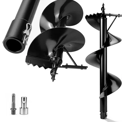 Zdjęcie produktu dla Wiertło do ziemi L80 cm/Ø30 cm z zębami chwytającymi do wiertarki, SDS-PLUS, wiertło z węglika wolframu, wiertło ogrodowe, wiertło spiralne do wiertarki do ziemi, młoty udarowe