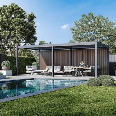 Produktbild von Weide WPC Sichtschutzwand Holzoptik Teak für Pergola